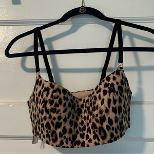Victoria’s Secret Lined No-Wire Bandeau Bra in Cheetah/Leopard Print, Size S-DD